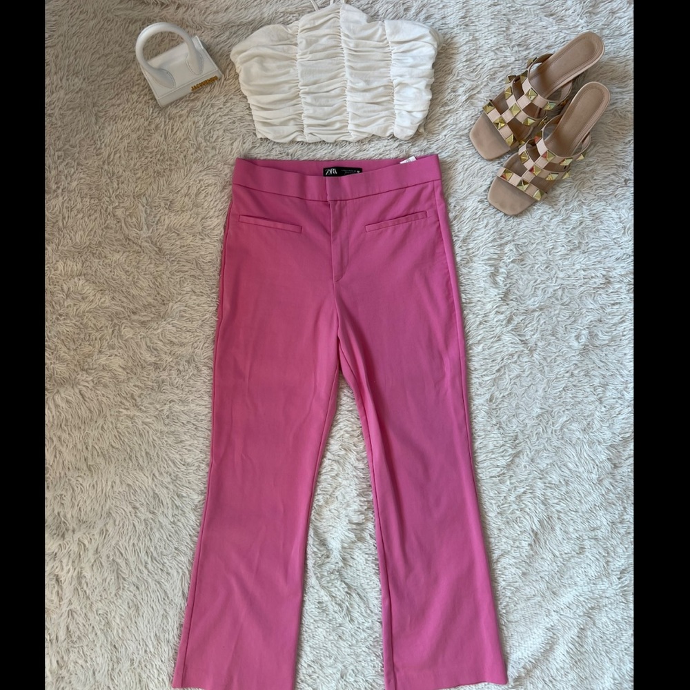 ZARA- flared light pink dressy pants in size M